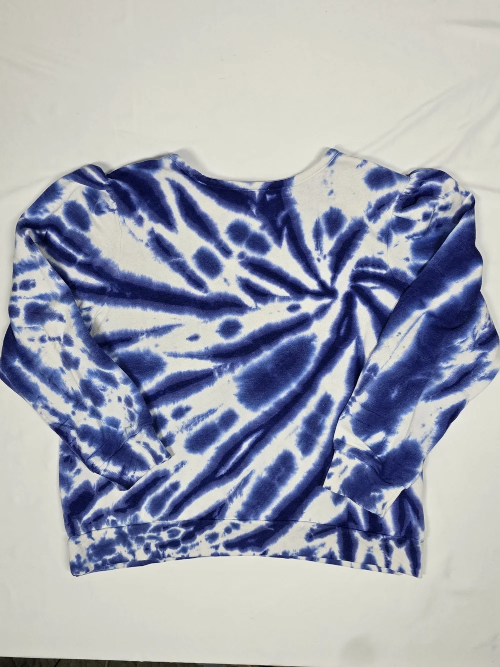 Halogen Blue White Tie Dye Puff Sleeve Sweatshirt Size 2X